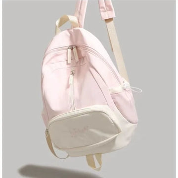 Qfdian Patchwork Contrast Color Preppy Zipper Backpack Sweet Y2k Aesthetic Chic Fashion Backpacks High-capacity Casual Schoolbags Women